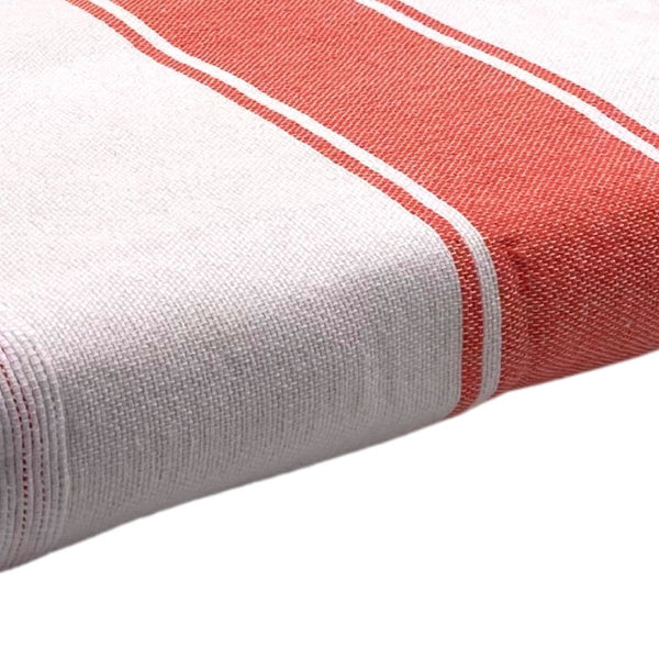 Fouta doublée éponge mandarine zoom sur le tissage  - BY FOUTAS