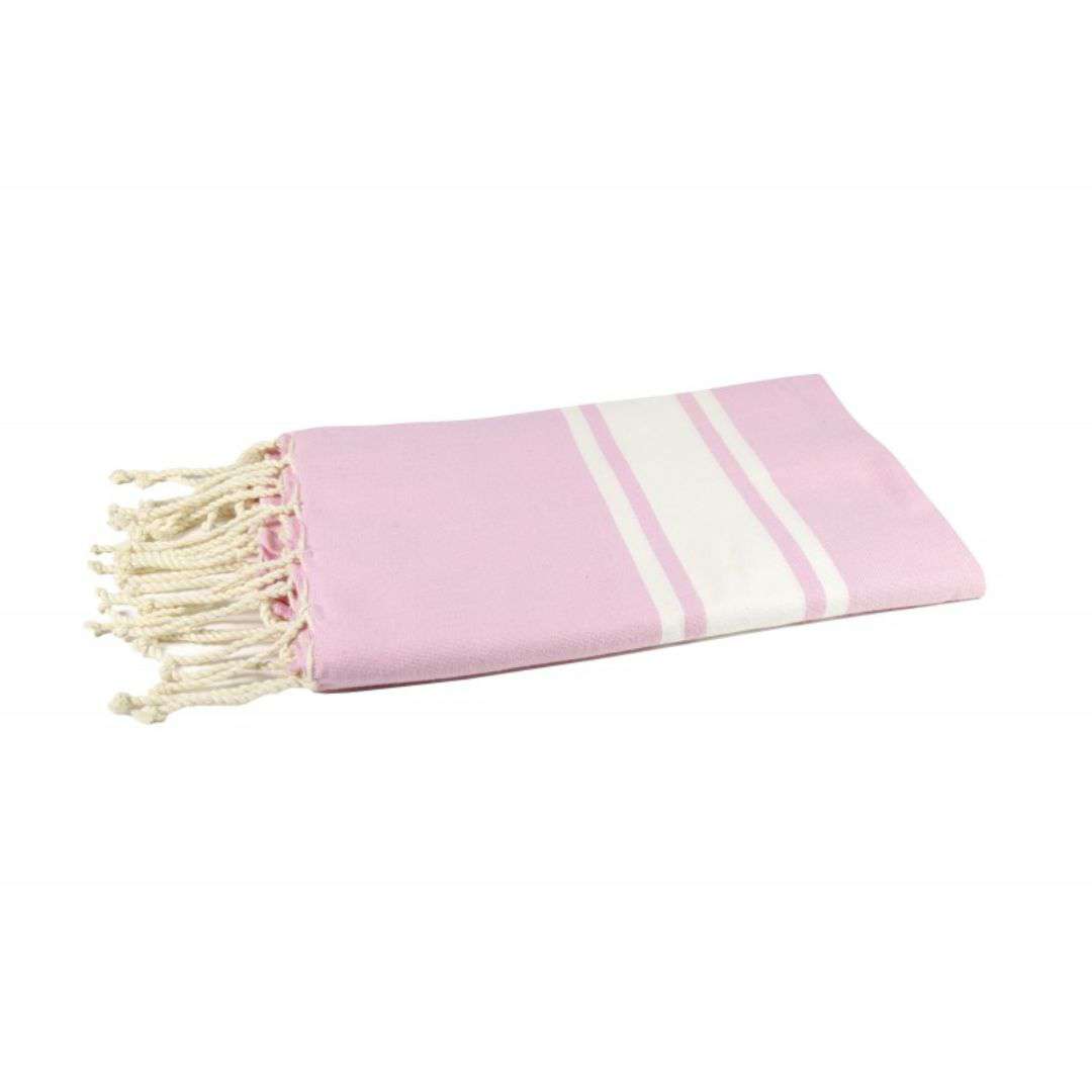 Fouta tissage plat couleur rose bébé