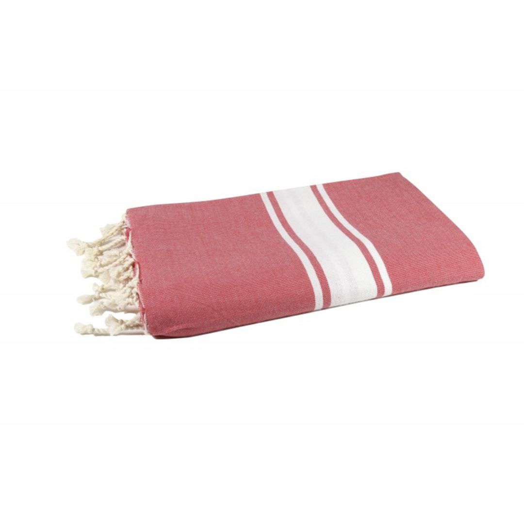 Fouta tissage plat couleur rouge