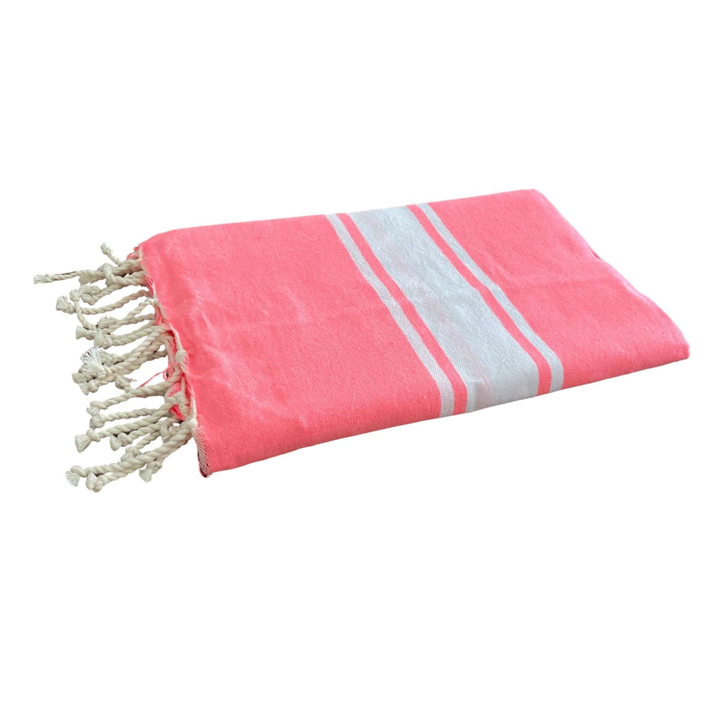 Fouta tissage plat couleur rose fluo