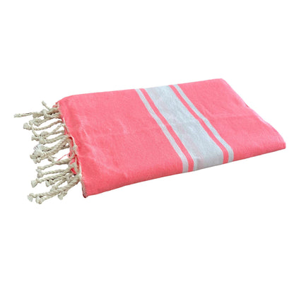 Fouta tissage plat couleur rose fluo